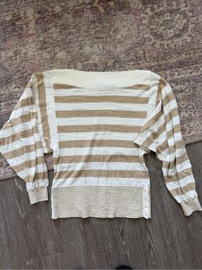 Trina Turk striped cotton-blend pullover sweater